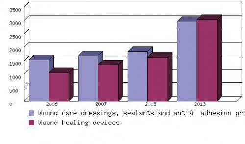 TOTAL ADVANCED WOUND CARE MARKET BY SELECTED SEGMENT, 2006-2013